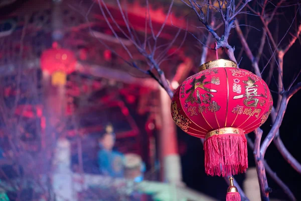 Rode chinese lantern nachts in Chengdu — Stockfoto