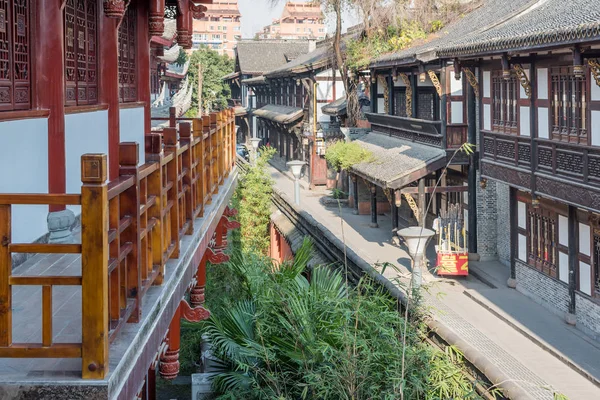 Čaj room letecký pohled v Wenshu buddhistického kláštera v Čcheng-tu — Stock fotografie