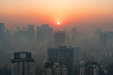 Gündoğumu, Chengdu manzarası havadan görünümü