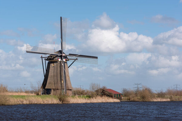 Windmill in Kinderdijk near Rotterdam Netherlands