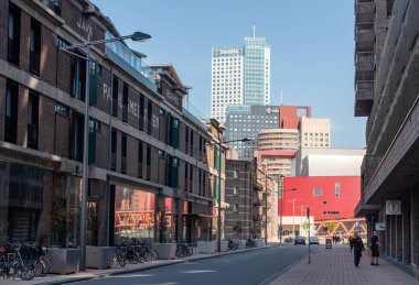 Rotterdam antik Hollanda binaları ile Sokak