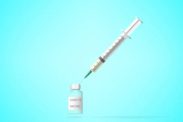 Covid-19 aşısı şırınga 3 boyutlu vektör çizimi — Stok Vektör