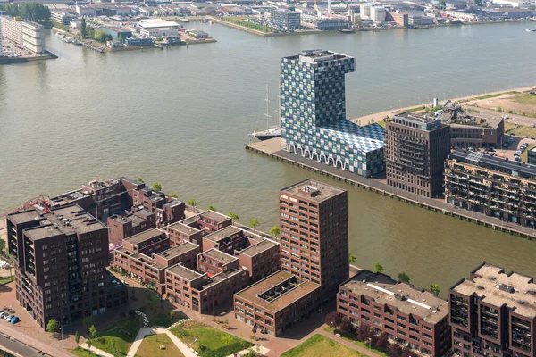 Vista aérea del horizonte del distrito de Delfshaven en Rotterdam —  Fotos de Stock