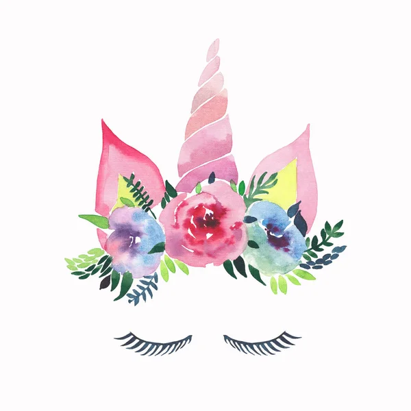 Bright Lovely Cute Fairy Magical Colorful Unicorn Eyelashes Beautiful Flower — Stock Photo, Image