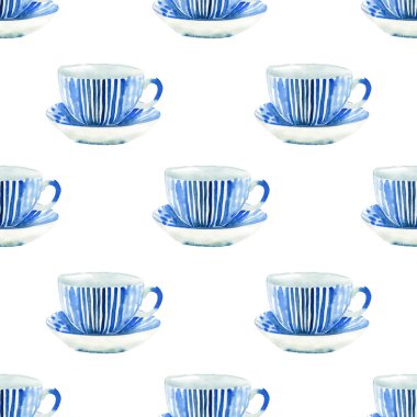 Güzel sanatsal ihale harika mavi porselen Çin çay bardak suluboya el illüstrasyon model. Tekstil, menü, duvar kağıtları için mükemmel