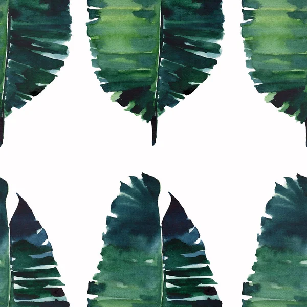 明るい緑ハーブ熱帯素晴らしいハワイ花夏の美しいパターン熱帯ヤシとモンステラの葉水彩手の図 テキスタイル 背景に最適 — ストック写真