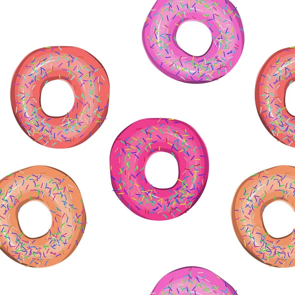 Helle Schöne Leckere Leckere Bunte Süße Leckere Donuts Muster Mit — Stockvektor