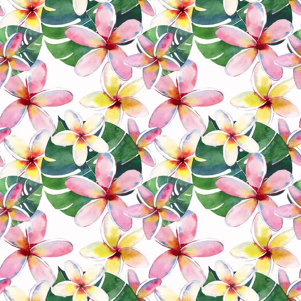 Bright Green Herbal Tropical Wonderful Hawaii Floral Summer Pattern Tropic — Stock Photo, Image