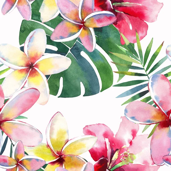 Verde Brillante Herbario Tropical Maravilloso Hawaii Patrón Verano Floral Una — Foto de Stock