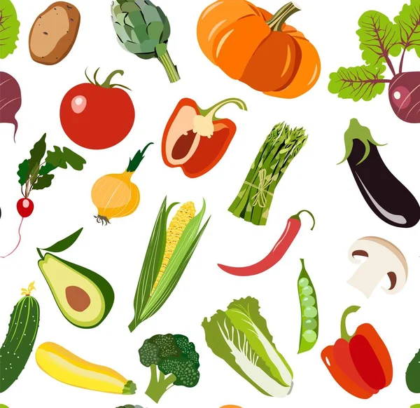 Hermoso Arte Gráfico Brillante Vegetariano Patrón Saludable Verduras Orgánicas Patata — Vector de stock