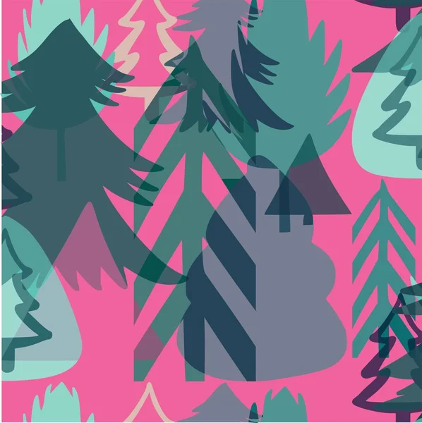 クリスマスの木ベクター手イラストのレトロなビンテージ グラフィック多色素敵な休日新年パターン カード テキスタイル 包装紙に最適 — ストックベクタ