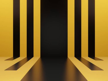 3D siyah ve sarı geometrik arkaplan