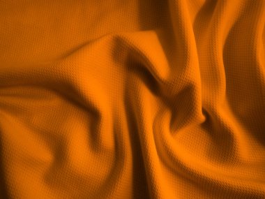 Turuncu buruşuk kumaş arkaplan. Dalgalı kumaş dokusu