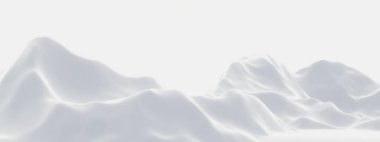 Üç boyutlu beyaz kar dağı. Karlı tepe manzarası