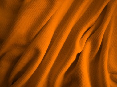 Turuncu buruşuk kumaş arkaplan. Dalgalı kumaş dokusu