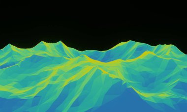 3D alçak polyester taş dağı. Kaya arazisi.