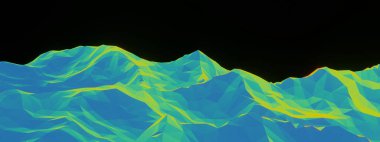 3D alçak polyester taş dağı. Kaya arazisi.