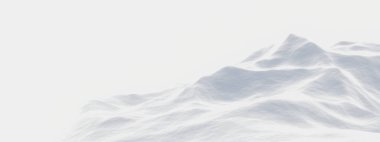 3D beyaz karlı dağ. Kar arazisi