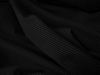 Siyah buruşuk kumaş arka plan. Dalgalı soyulmuş kumaş.