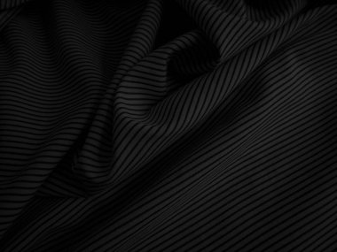 Siyah buruşuk kumaş arka plan. Dalgalı soyulmuş kumaş.