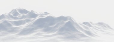 3D beyaz karlı dağ. Kar arazisi