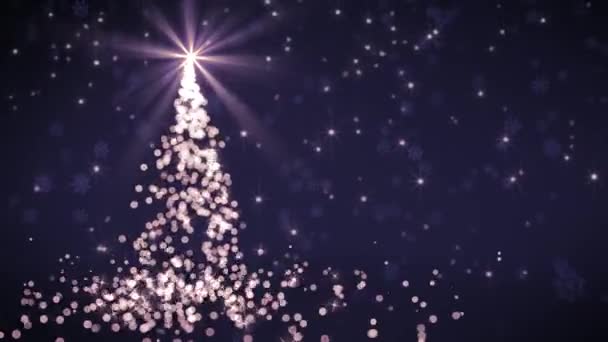Fialové padající světla vánoční stromeček — Stock video