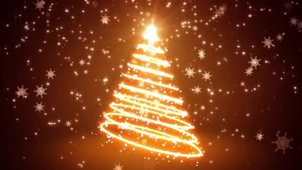 Glowing Light Streaks Christmas Tree — Stock Video