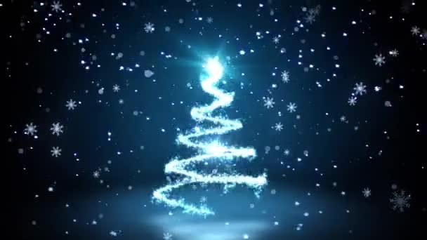 Blue Glittering Sparkles kerstboom — Stockvideo