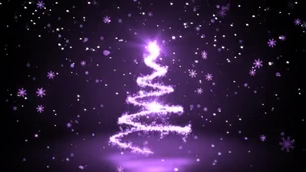 Πορφυρό αστραφτερό αστράφτει χριστουγεννιάτικο δέντρο — Αρχείο Βίντεο