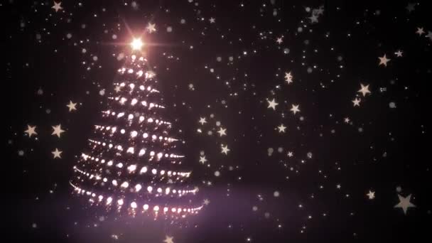 Gouden fonkelende kerstboom — Stockvideo