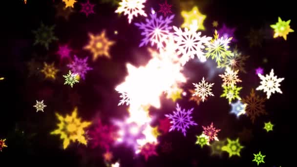Copos de nieve coloridos cálidos — Vídeos de Stock