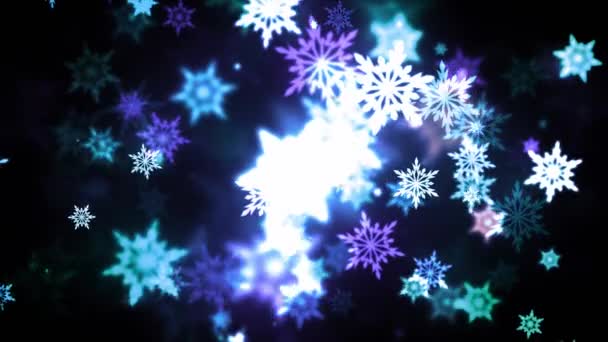 Flocos de neve coloridos de inverno — Vídeo de Stock