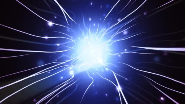 Mavi çarpık çizgiler ve parçacıklar — Stok video