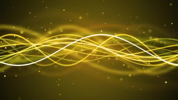 Золотий блискучі зірки і динамічний хвилі — стокове відео