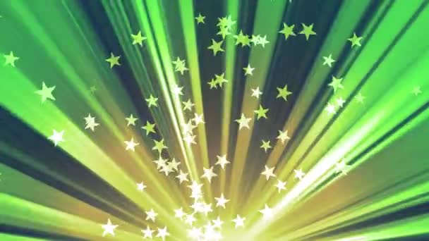 绿色冉冉升起的星星和光芒 — 图库视频影像
