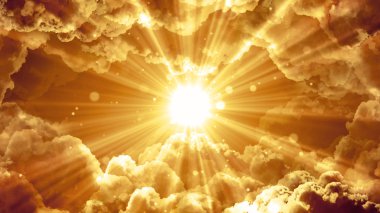 Worship and Prayer based cinematic clouds and light rays background useful for divine, spiritual, fantasy concepts. clipart