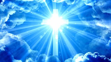 Worship and Prayer based cinematic clouds and light rays background useful for divine, spiritual, fantasy concepts. clipart