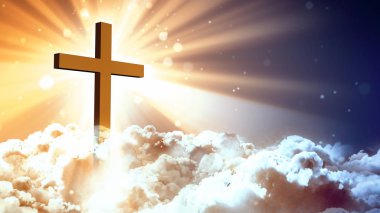 Christian ibadet ve dua Sunburst ve ışık ışınları arka plan ilahi, manevi, fantezi kavramları yararlı dayalı.