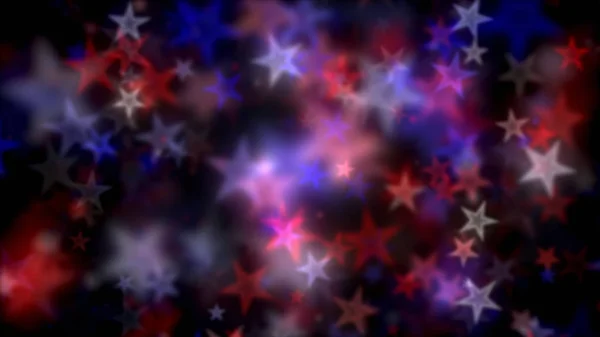 Uns Patriotischer Hintergrund Mit Defokussierten Schwebenden Sternenlicht Bokeh Teilchen — Stockfoto
