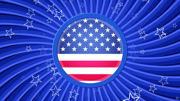 Fondo Patriótico Estadounidense Con Bandera Estadounidense Con Estrellas Rayas Flotantes — Foto de Stock