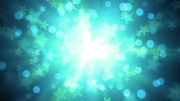 Csillogó Csillagok Fénysugarak Részecskék Háttérben Animáció Alkalmas Adás Reklámok Prezentációkat — Stock videók