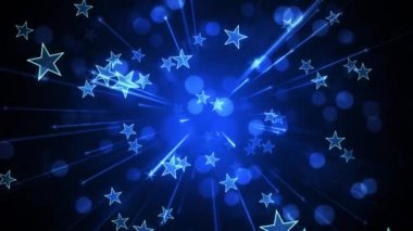 Parlak yıldız ve ışık ışınları parçacıklar arka plan animasyon yayın, reklam ve sunumlar için uygun. Kutlama, parti, Noel, tatil ve moda veya yeni yıl animasyonlar kullanılabilir.