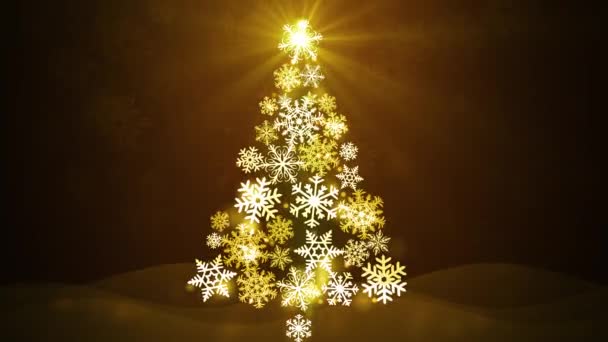 Árbol de Navidad mágico dorado — Vídeos de Stock