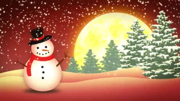 クリスマス雪だるま風景 — ストック動画