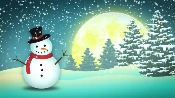 Vacanze Snowman Paesaggio — Video Stock