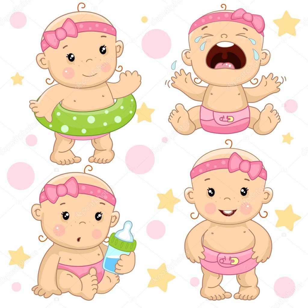 Vettoriale stockSerie Illustrazioni Icone Bimbo Bambini Ragazze Con Anello  Vita Isteriche di ©huhabra #212268248, image size:1024x1024