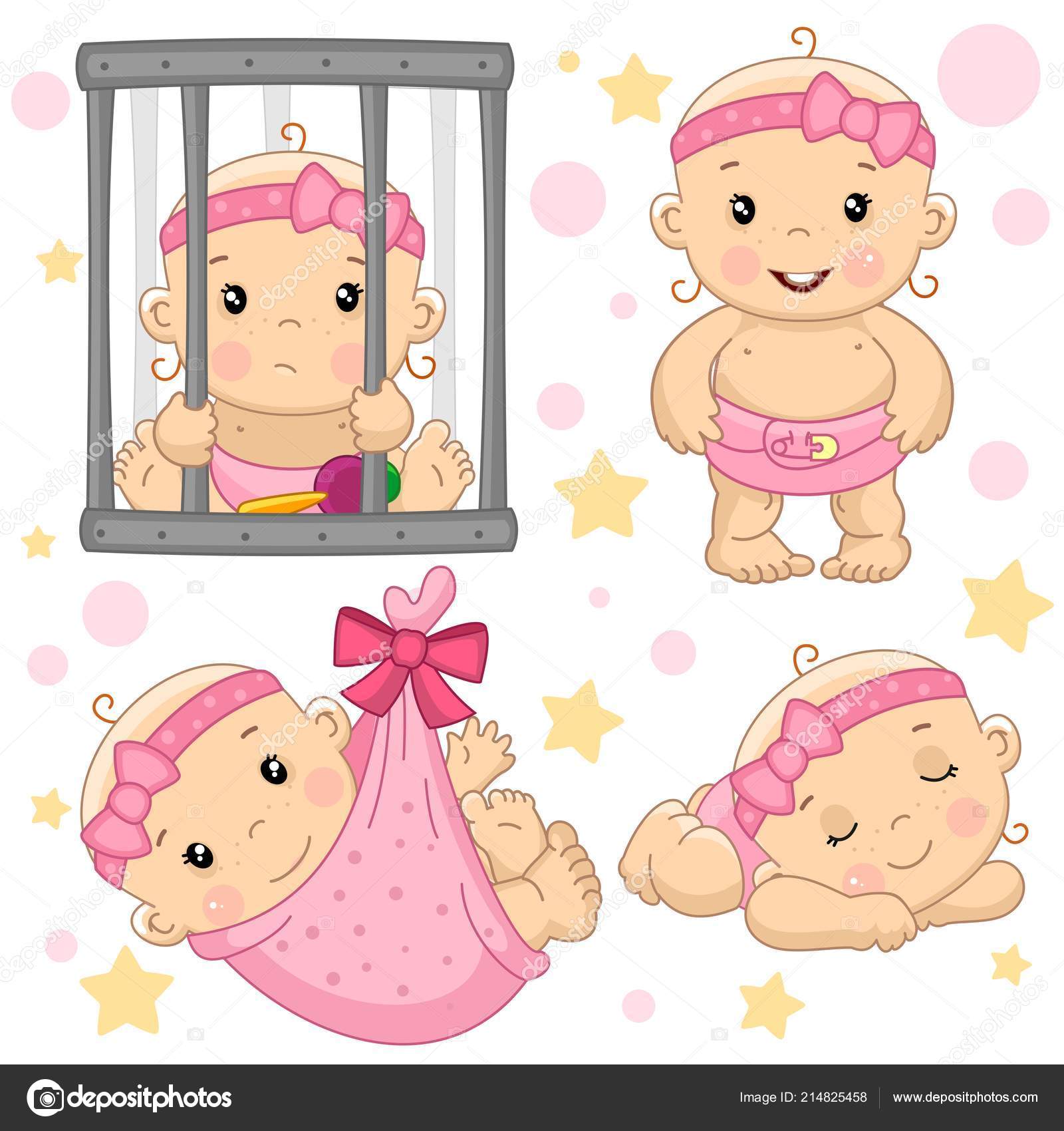 Conjunto Dibujos Con Chicas Jóvenes Para Diseño Chica Detrás Las