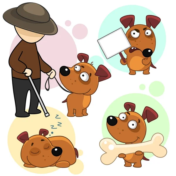 Ensemble Icônes Dessins Animés Pour Enfants Design Avec Des Chiens — Image vectorielle