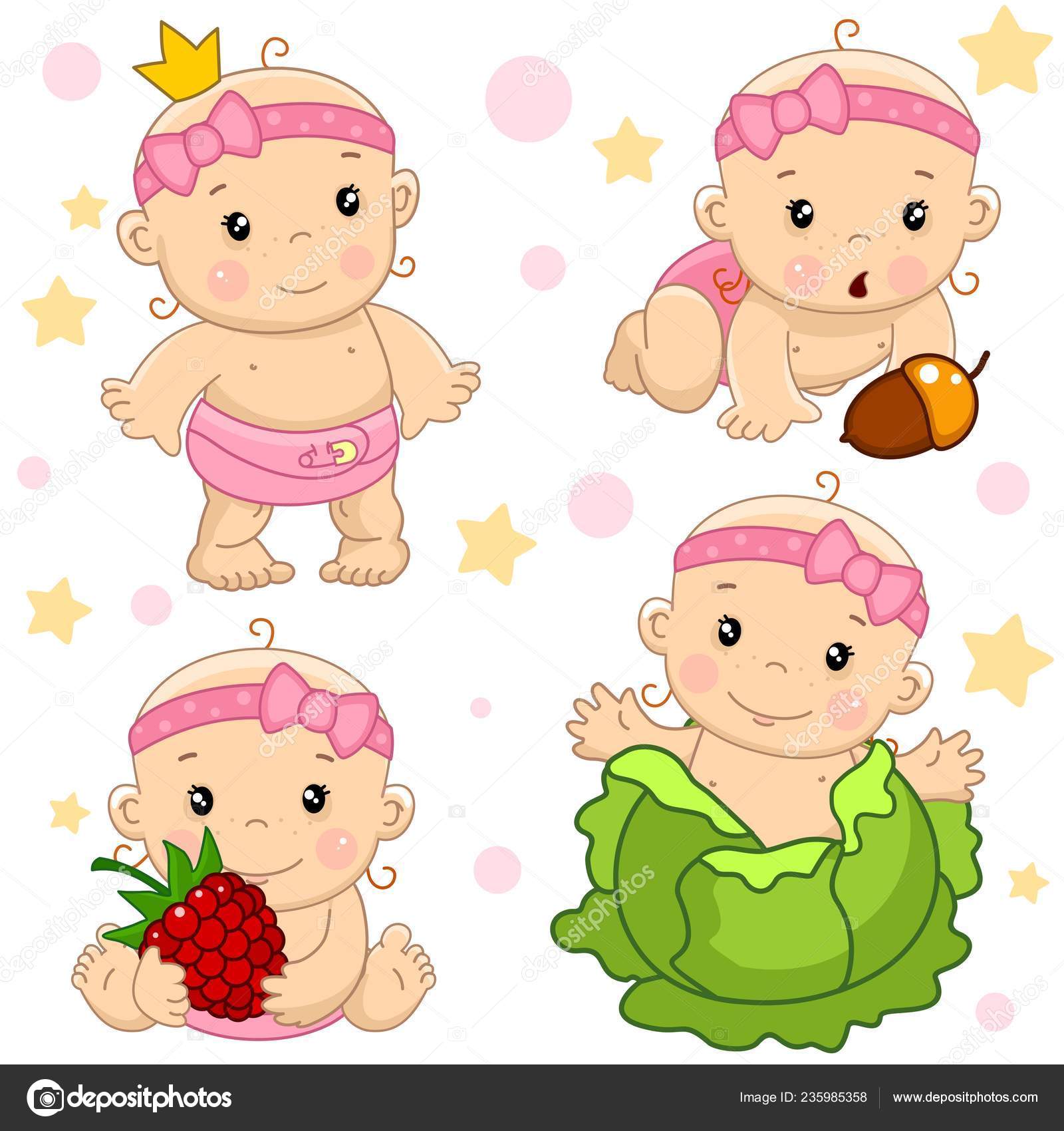 Set Icons Baby Girls Design Children Girl Born Cabbage Princess Stock  Vector Image by ©huhabra #235985358