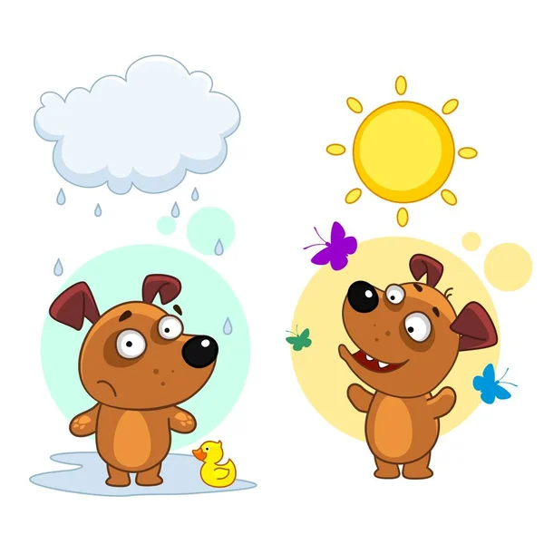 Icon Set Dogs Boys Children Design Dog Bad Mood Stands — Stock Vector